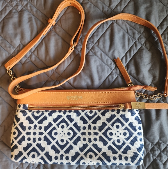 Spartina Navy, White and Orange Crossbody Bag - Picture 11 of 12